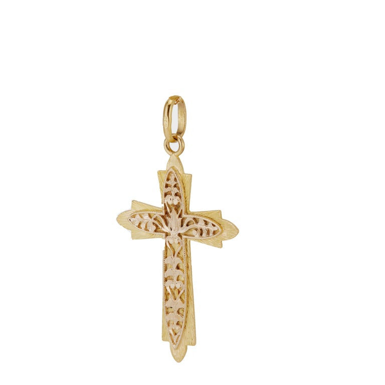 Yellow Gold Custom Made Cross Pendant Necklace – image 3