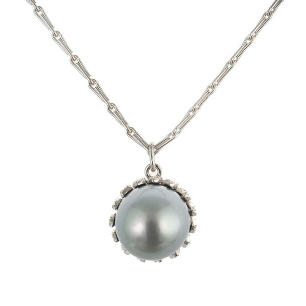 Buccellati Black South Sea Cultured Pearl White Gold Pendant Necklace