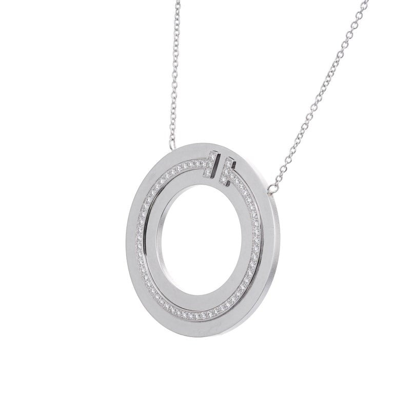 Tiffany & Co .45 Carat Diamond White Gold T Pendant Necklace – image 2