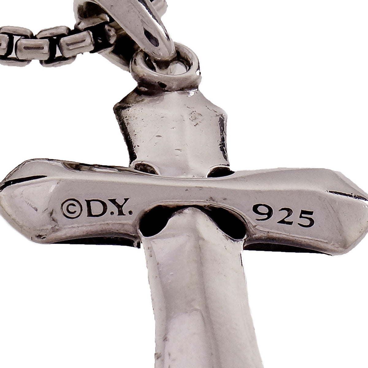 David Yurman Black Diamond Armory Cross &amp; 22 Inch Silver Chain – image 4