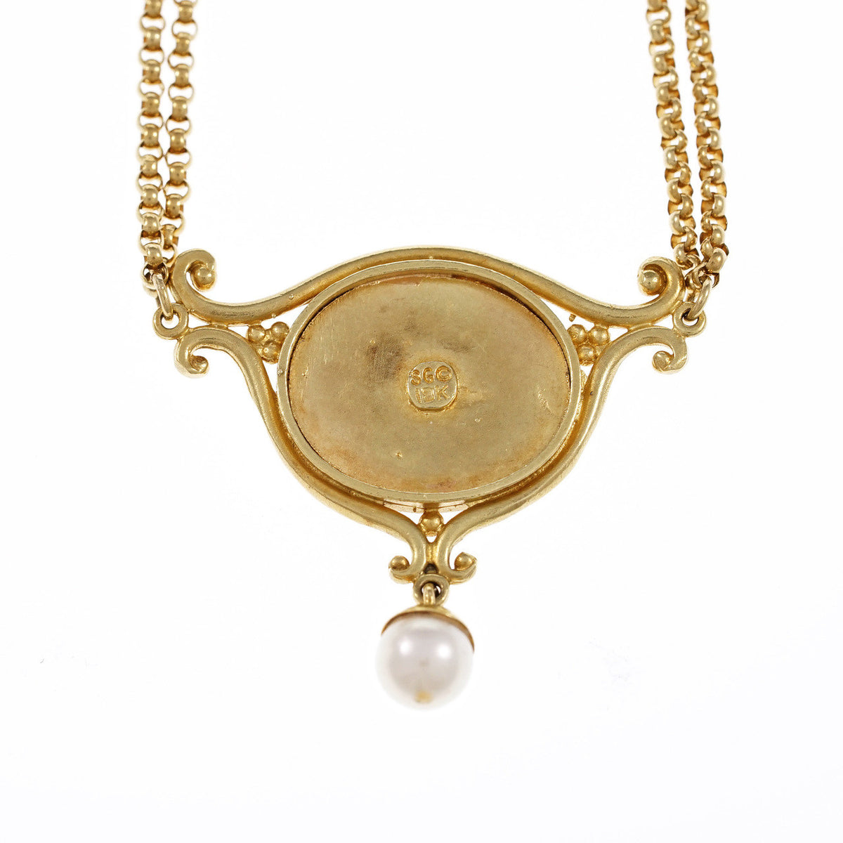 Seidengang Estate Pearl Solitaire Necklace 18k Yellow Gold – image 3