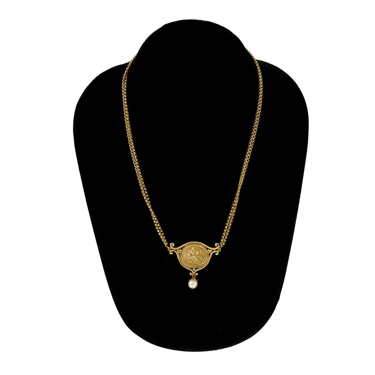 Seidengang Estate Pearl Solitaire Necklace 18k Yellow Gold – image 6