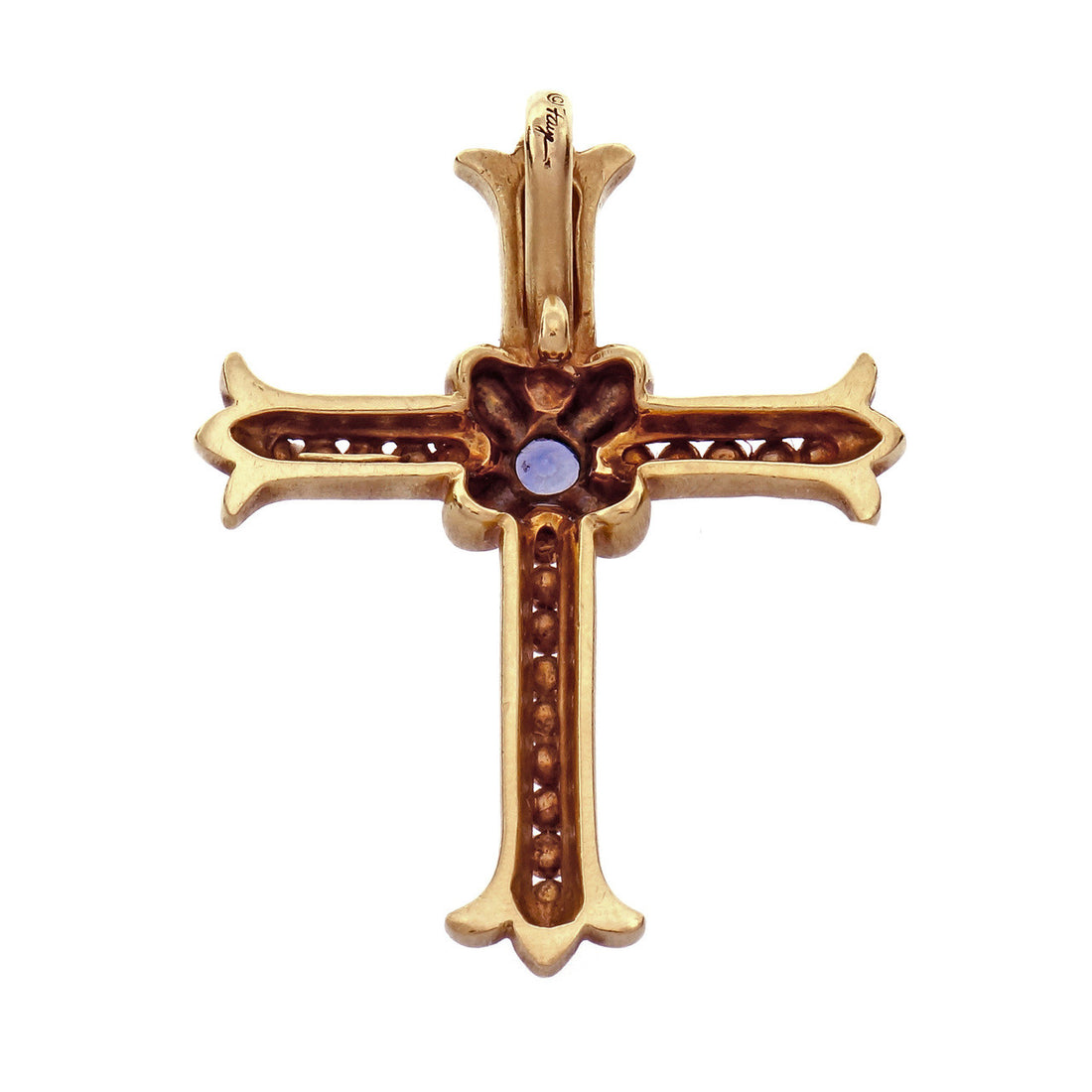 FAY Sapphire Yellow Gold Cross Pendant – image 2