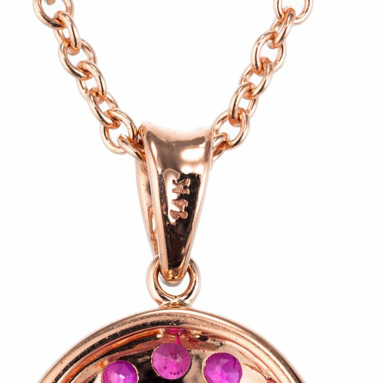 1.71 Carat Pink Sapphire Ruby Halo Rose Gold Pendant Necklace – image 4