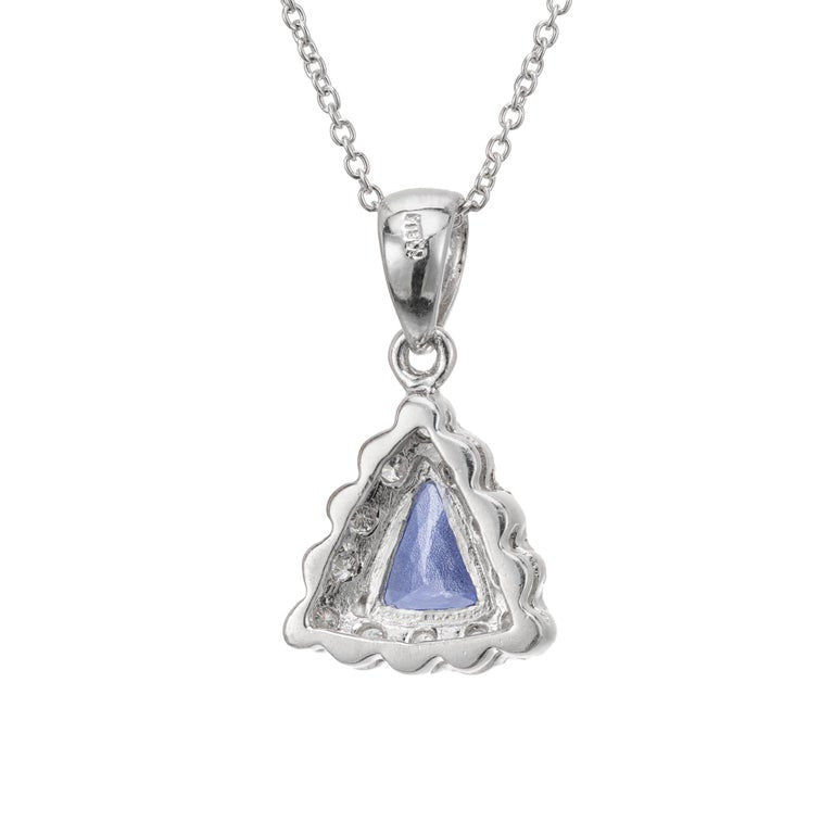 .83 Carat Tanzanite Diamond Halo Platinum Pendant Necklace – image 3