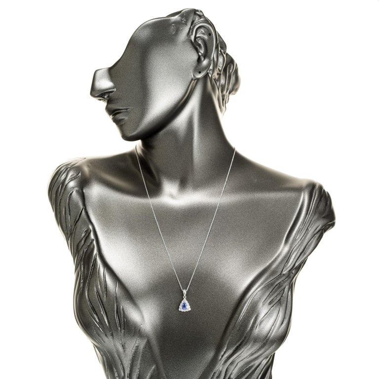 .83 Carat Tanzanite Diamond Halo Platinum Pendant Necklace – image 6