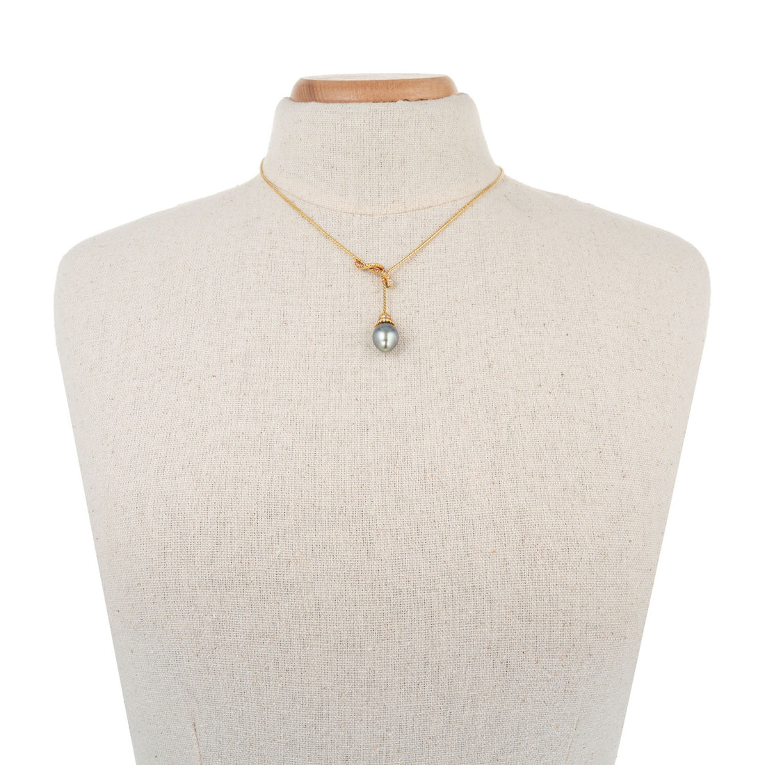 Cultured Black South Sea Pearl Diamond Yellow Gold Drop Pendant Necklace – image 3