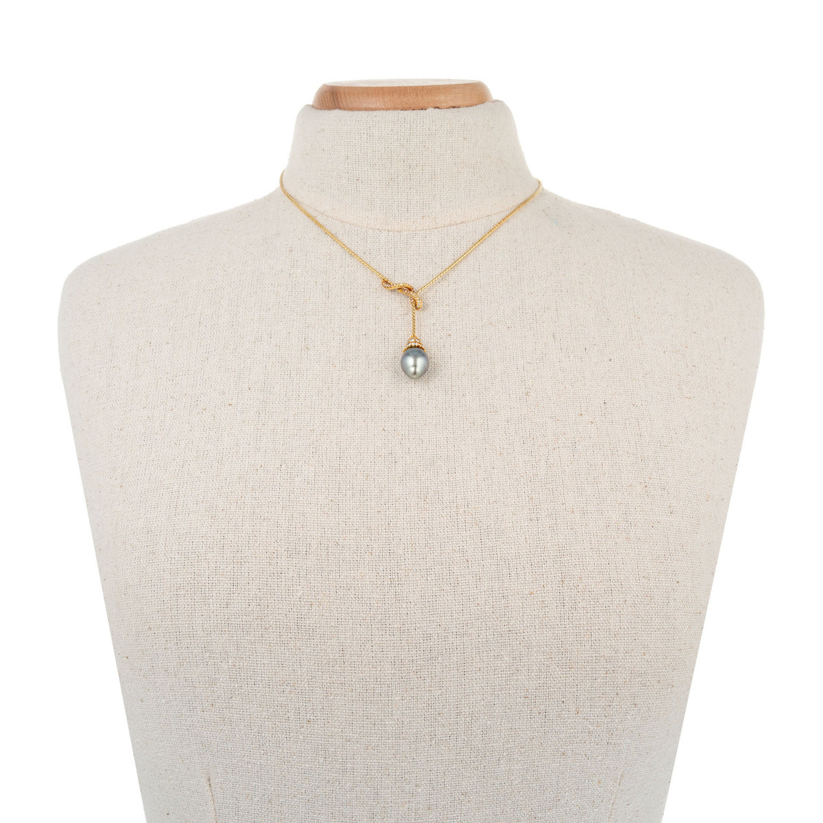 Cultured Black South Sea Pearl Diamond Yellow Gold Drop Pendant Necklace – image 3