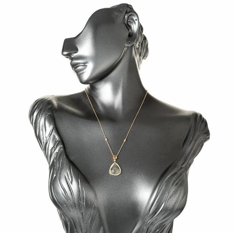 4.62 Carat Pear Shaped Grey Diamond Sapphire Gold Pendant Necklace – image 5