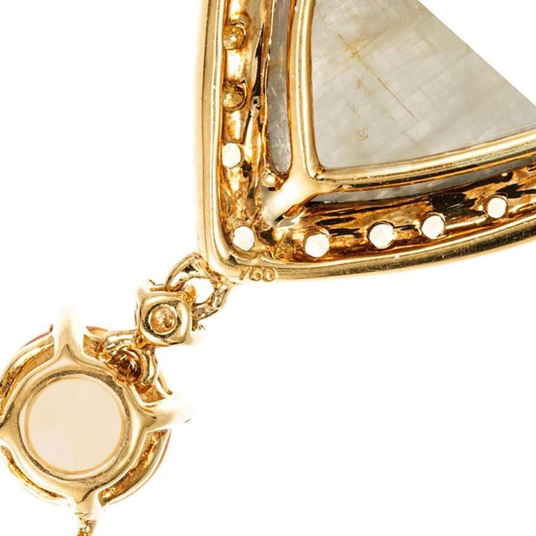 4.62 Carat Pear Shaped Grey Diamond Sapphire Gold Pendant Necklace – image 4