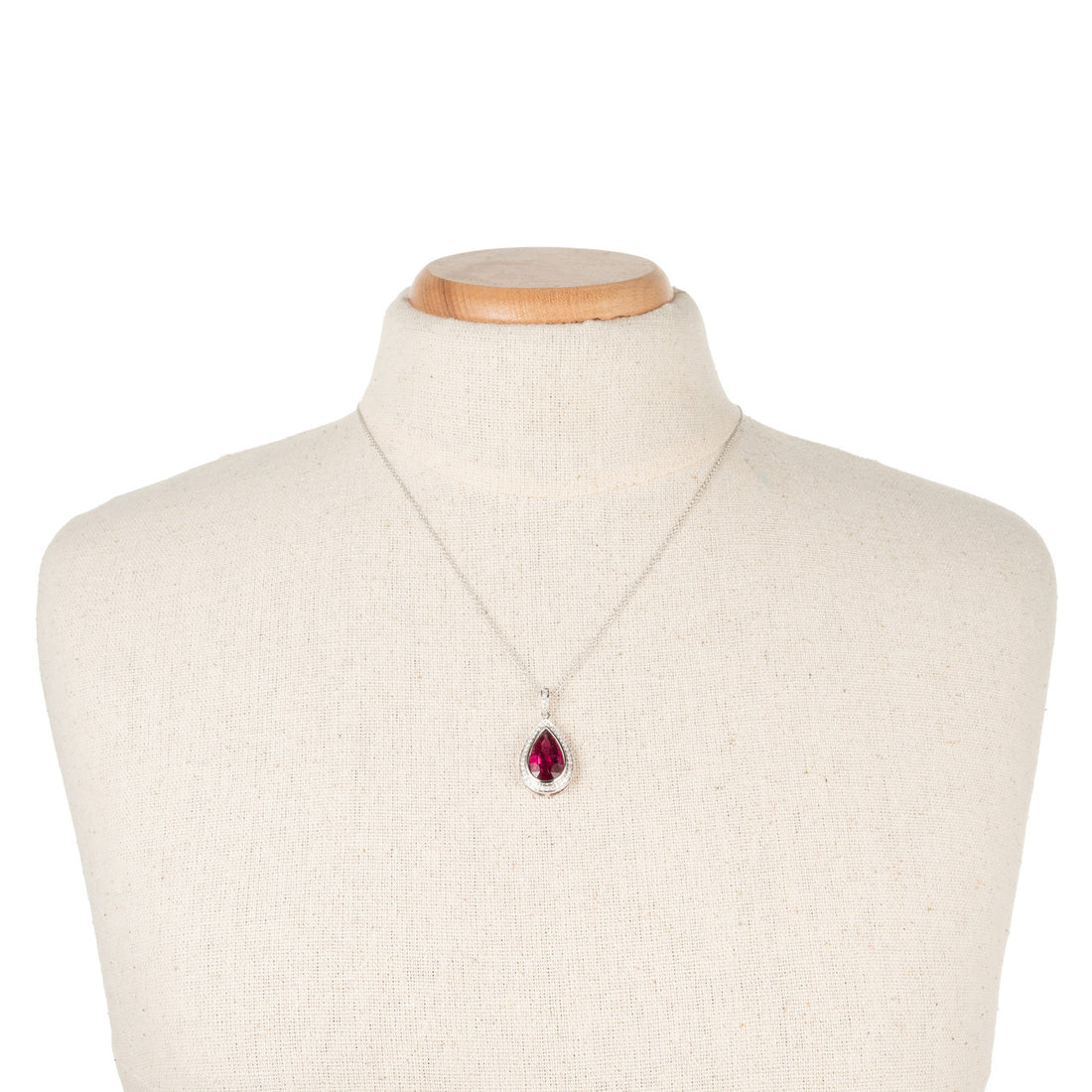 4.46ct Pear Pink Tourmaline Diamond 14k White Gold Pendant Necklace – image 6