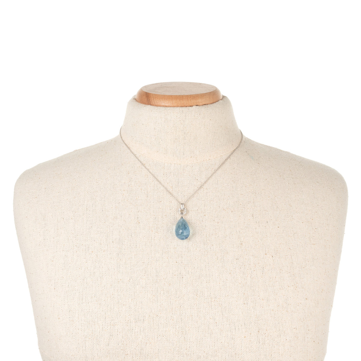 20.00 Carat Aqua Briolette Diamond Platinum Art Deco Pendant Necklace – image 5