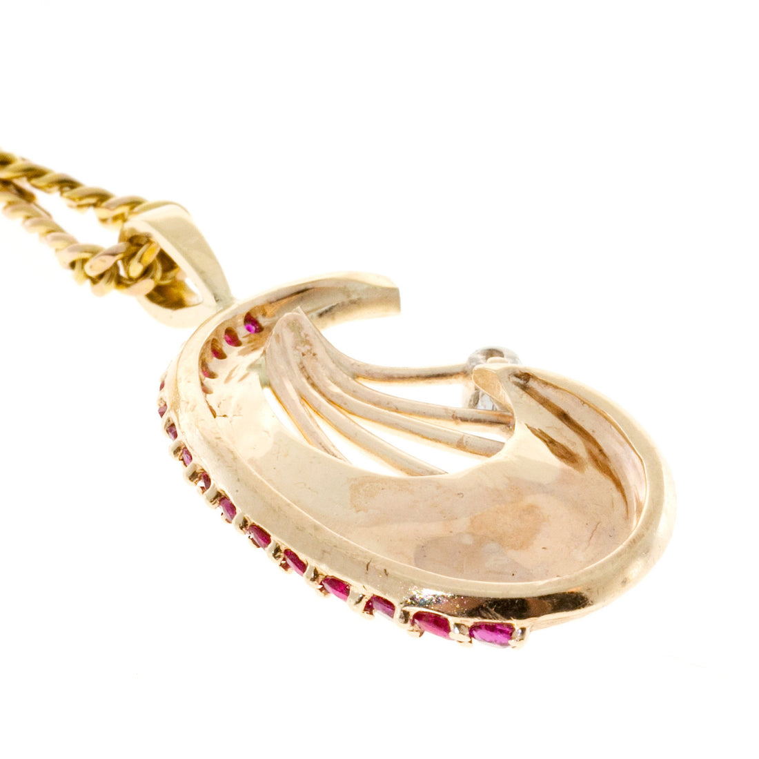 Ruby Diamond Florentine Gold Pendant Necklace – image 6