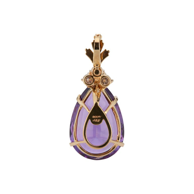 27.00 Carat Purple Amethyst Diamond 14k Yellow Gold Enhancer Pendant – image 3