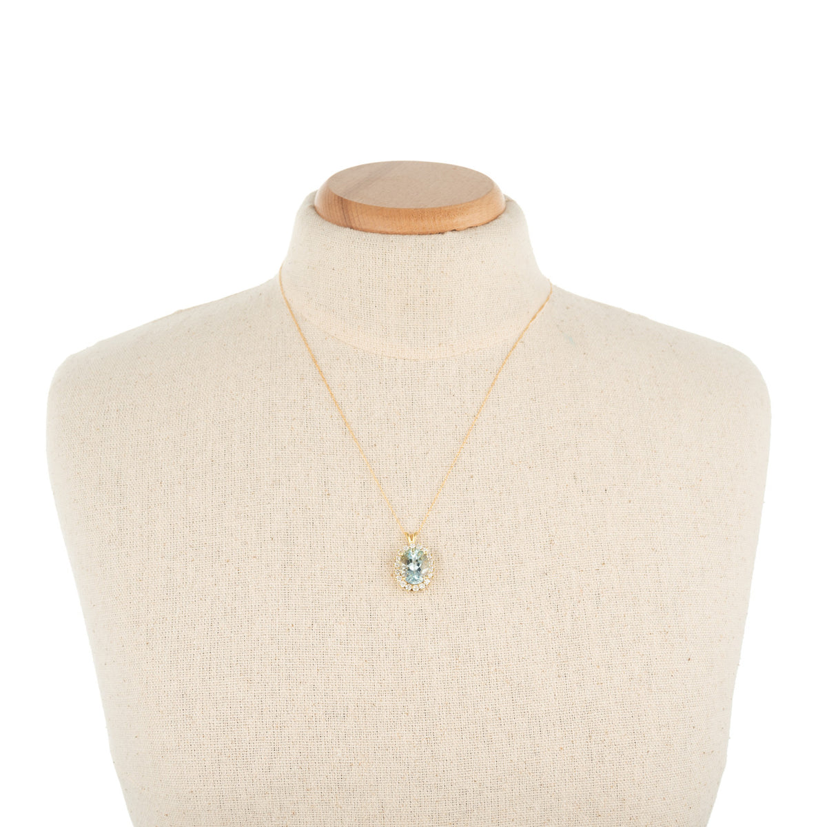 Vintage 6.75ct Extra Fine Untreated Aqua 18k Yellow Gold Diamond Pendant – image 5