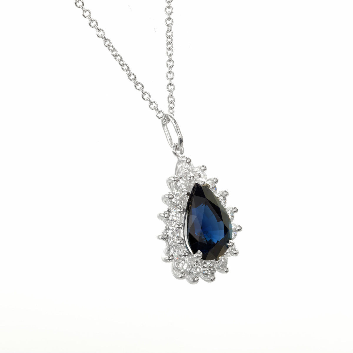 Peter Suchy GIA Certified 2.84 Carat Sapphire Diamond Platinum Pendant Necklace – image 2