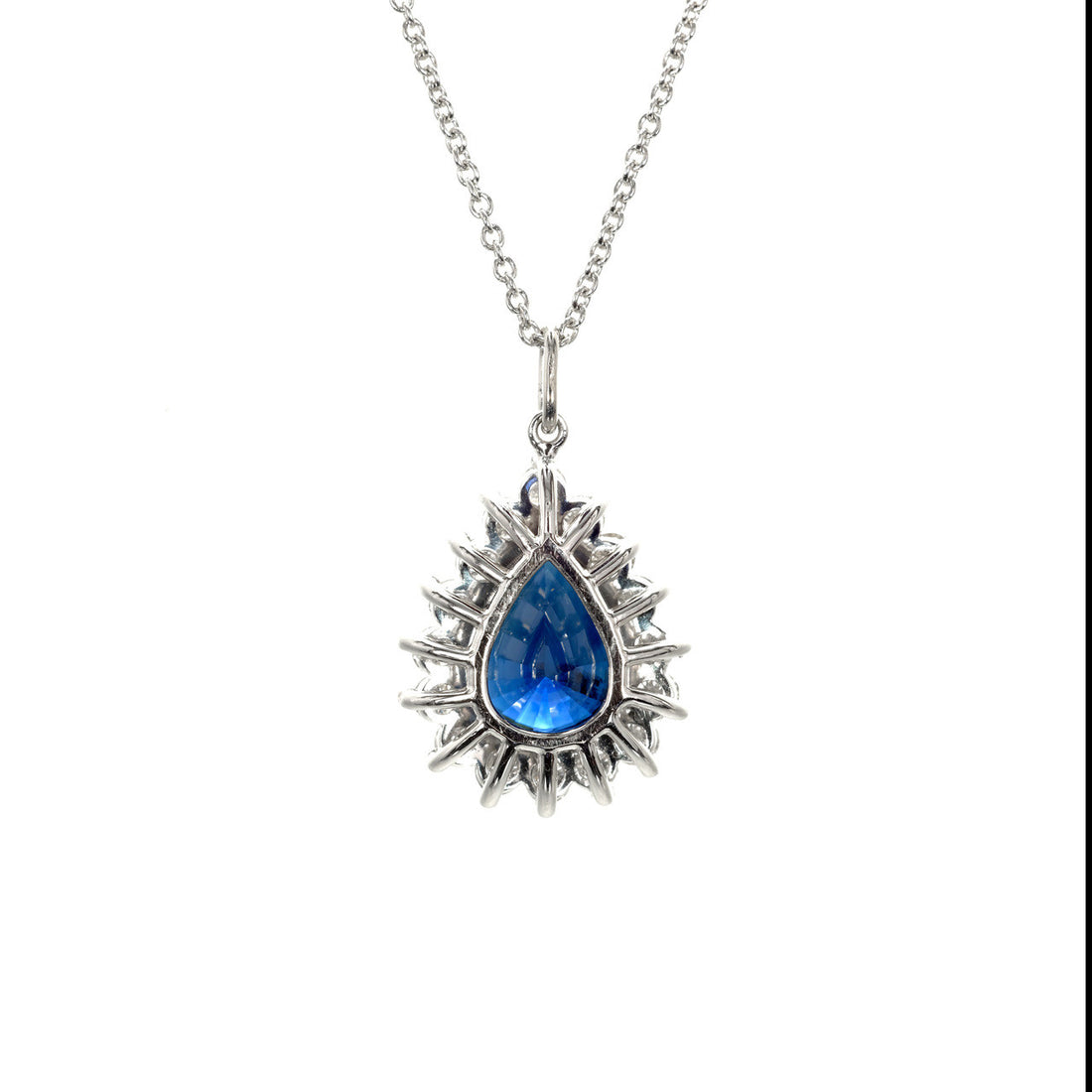 Peter Suchy GIA Certified 2.84 Carat Sapphire Diamond Platinum Pendant Necklace – image 3