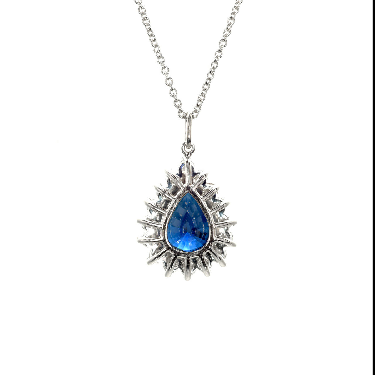 Peter Suchy GIA Certified 2.84 Carat Sapphire Diamond Platinum Pendant Necklace – image 3
