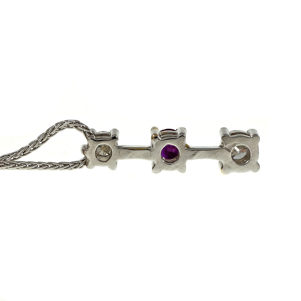 Estate Diamond Ruby Drop Necklace 14k White Gold – image 12