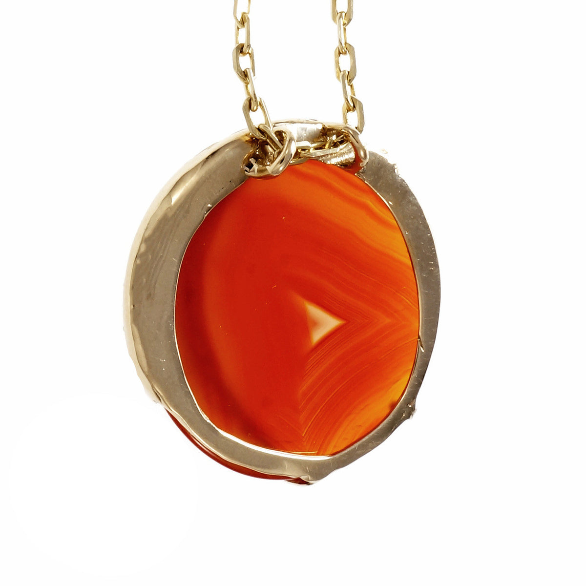 Rare Phantom Inclusion Carnelian Pendant Diamond 14k Yellow Gold – image 3
