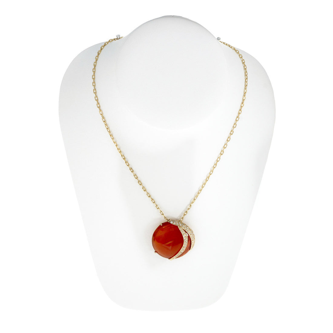 Rare Phantom Inclusion Carnelian Pendant Diamond 14k Yellow Gold – image 6