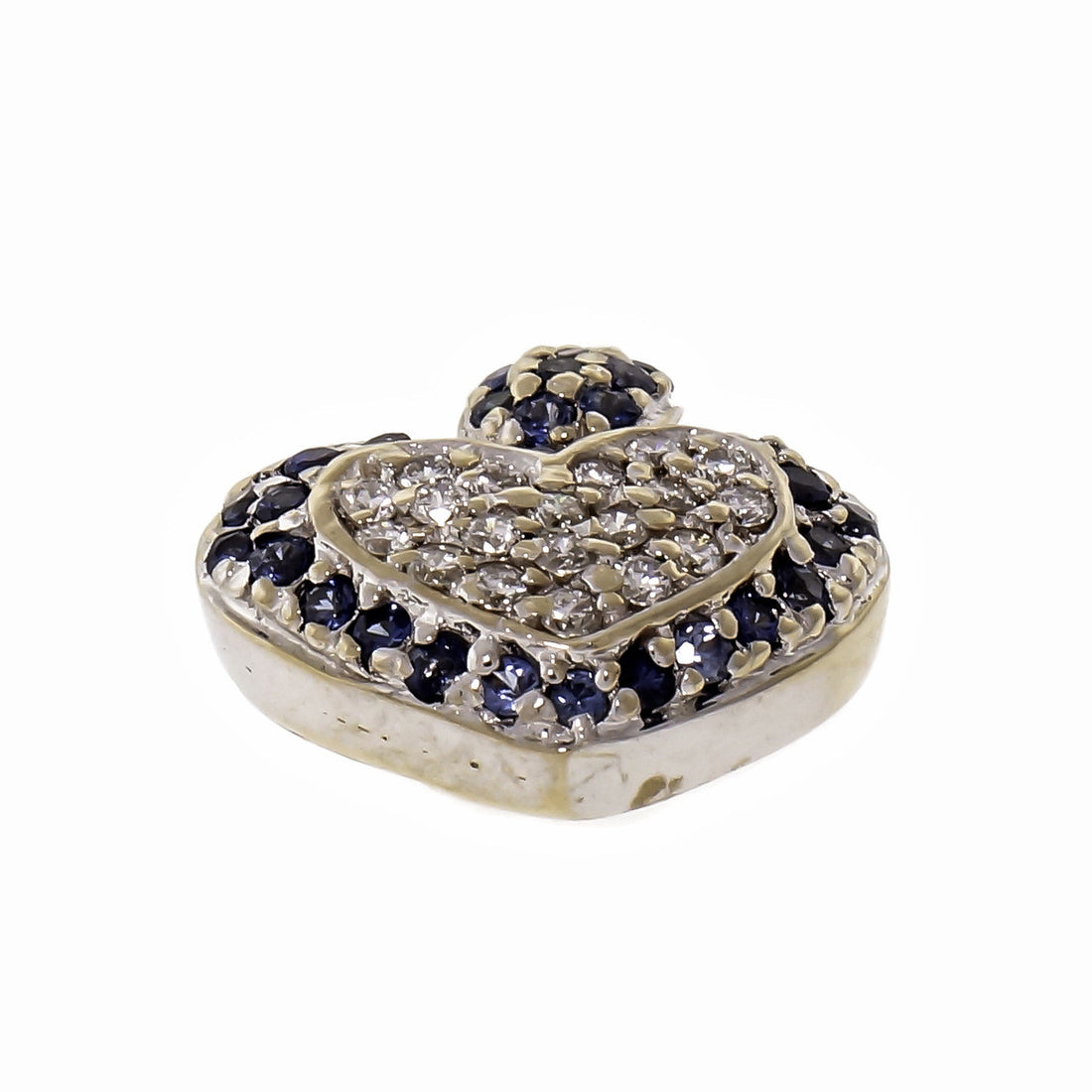 Diamond Cluster Sapphire Halo Heart 18k White Gold Pendant – image 5
