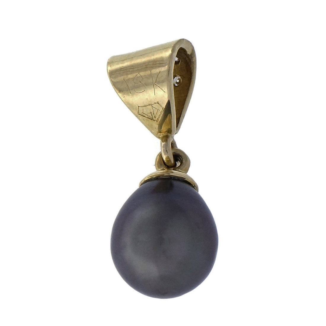 Black Pearl Diamond 18k Yellow Gold Pendant – image 5