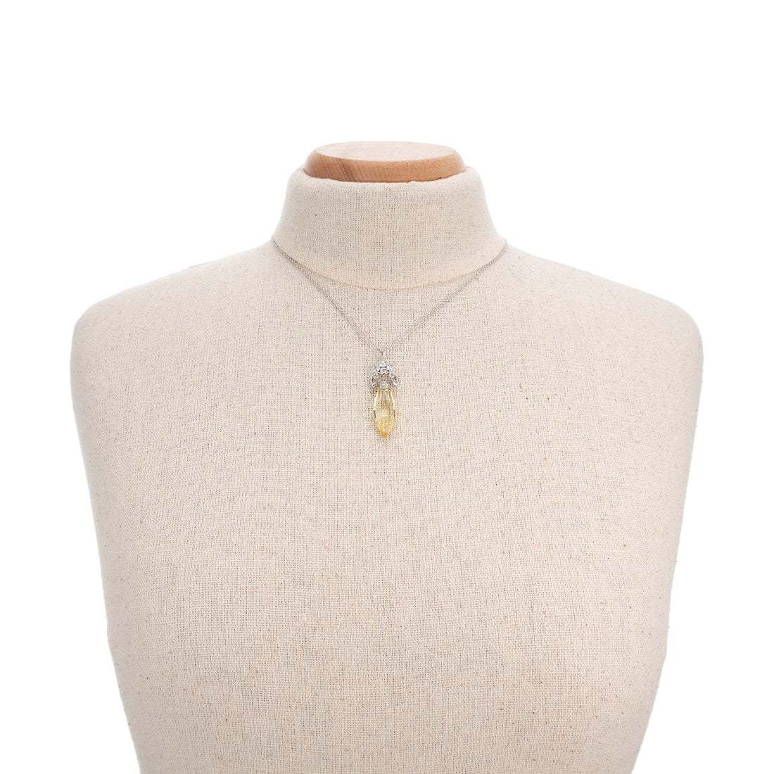 Gia Certified 13.78 Carat Yellow Sapphire Diamond Platinum Art Deco Pendant Neck – image 6