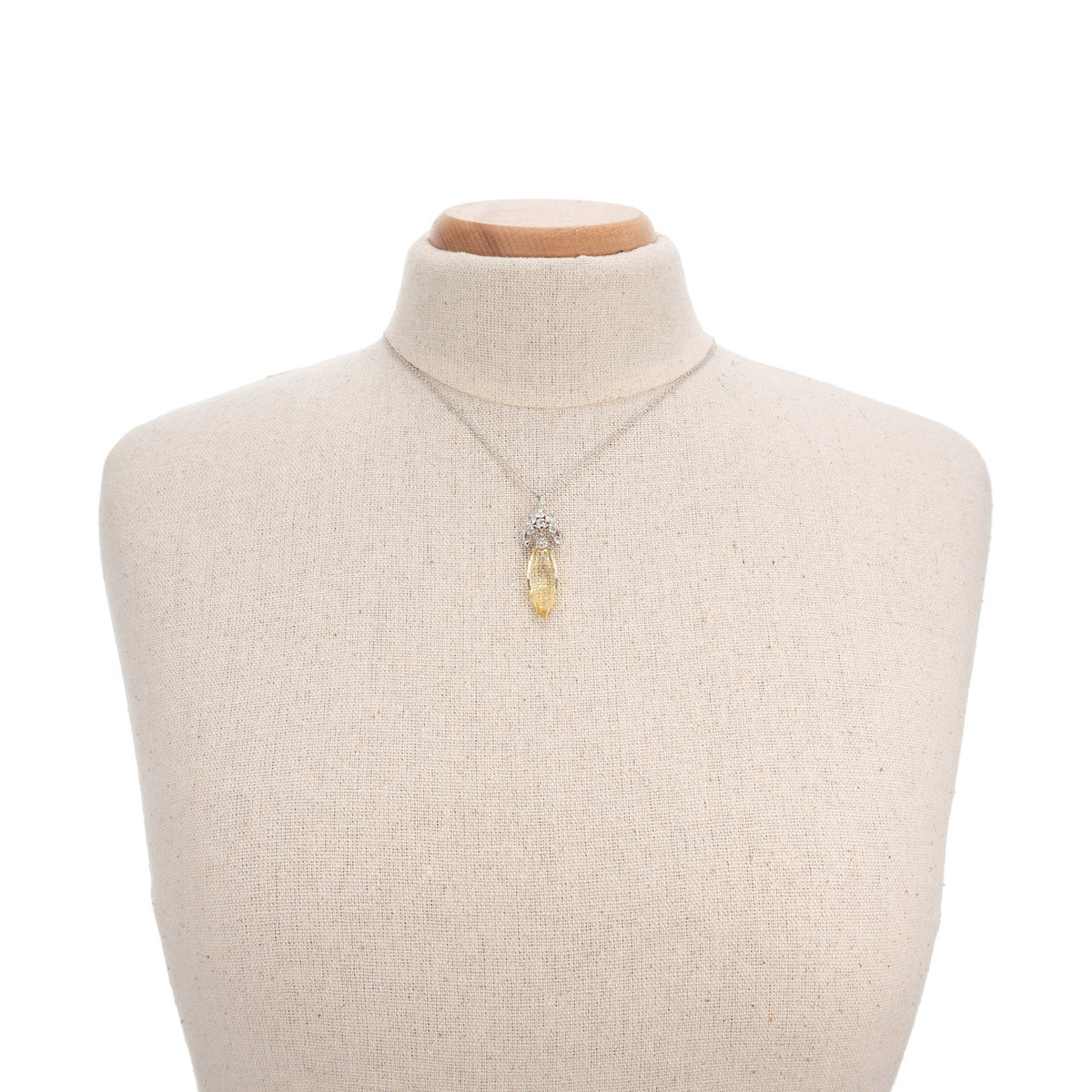 Gia Certified 13.78 Carat Yellow Sapphire Diamond Platinum Art Deco Pendant Neck – image 6