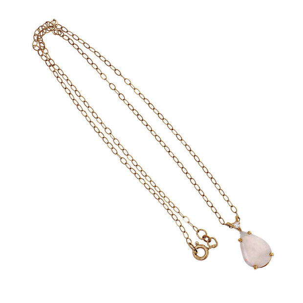 Opal Diamond Pendant 14k Yellow Gold Link Necklace