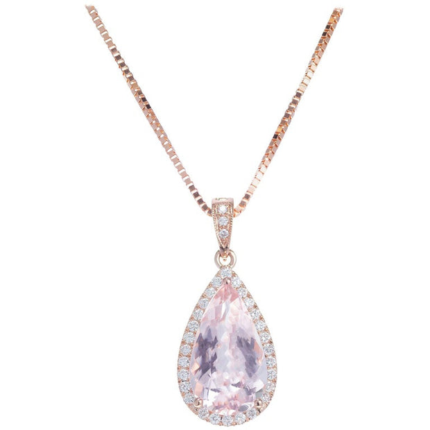 Peter Suchy 2.68 Carat Pink Morganite Diamond Rose Gold Pendant Necklace