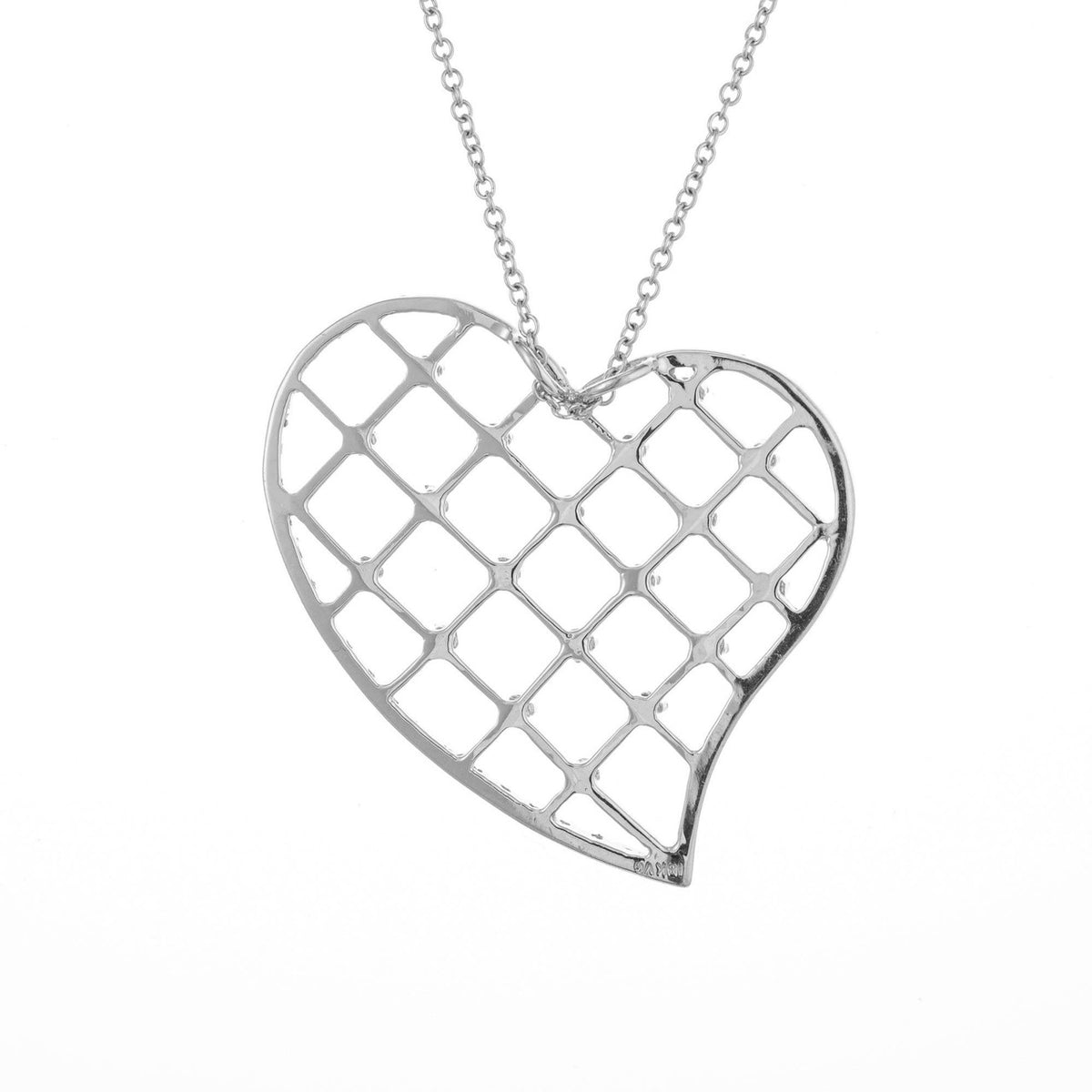 .87 Carat Sapphire Pave Diamond Gold Heart Pendant Necklace – image 3