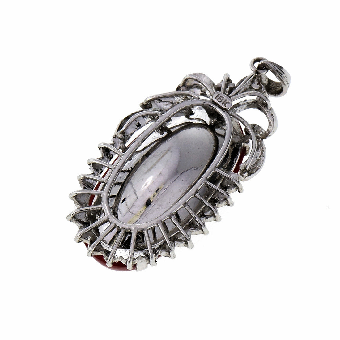 GIA Certified Orange Red Coral White Gold Pendant – image 2