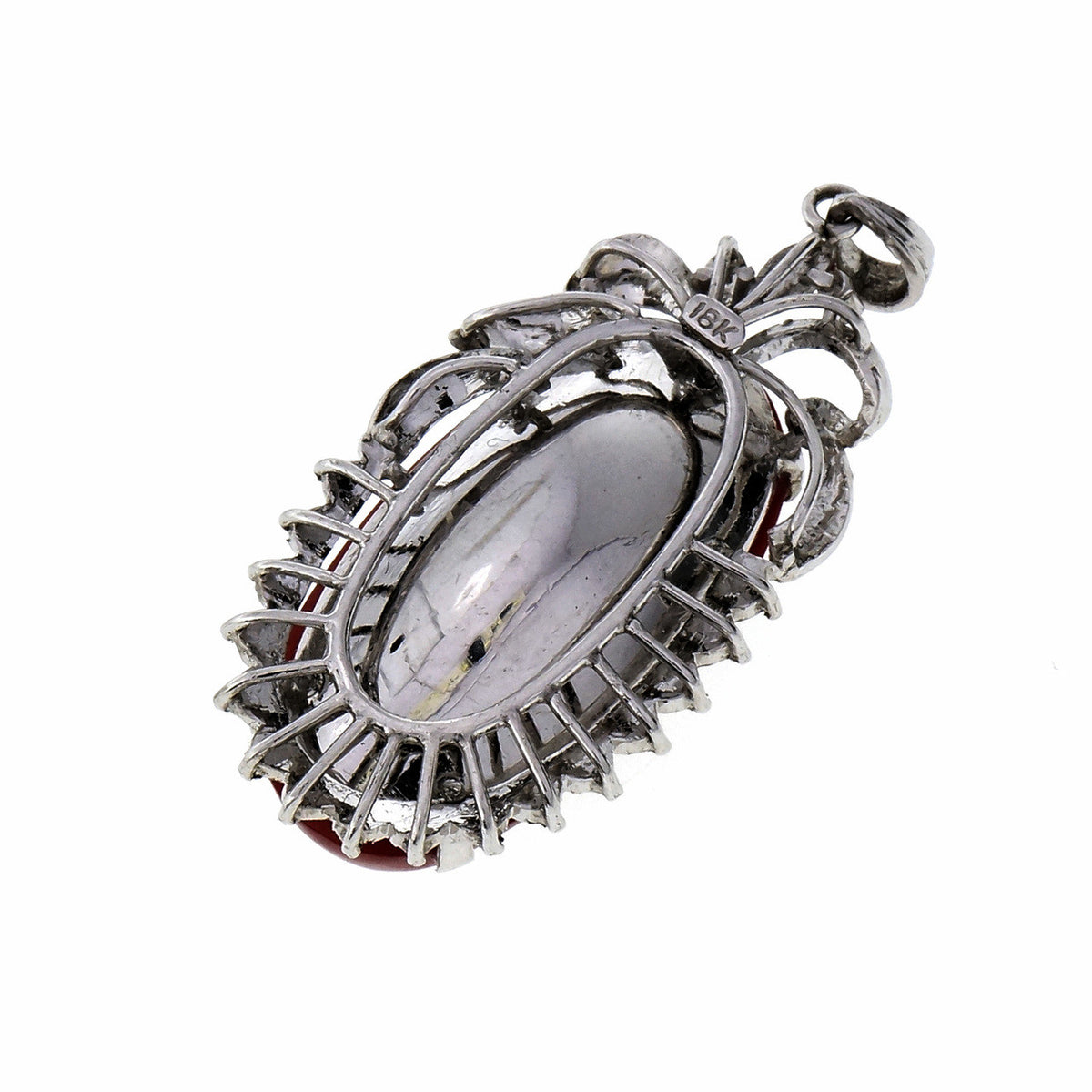 GIA Certified Orange Red Coral White Gold Pendant – image 2