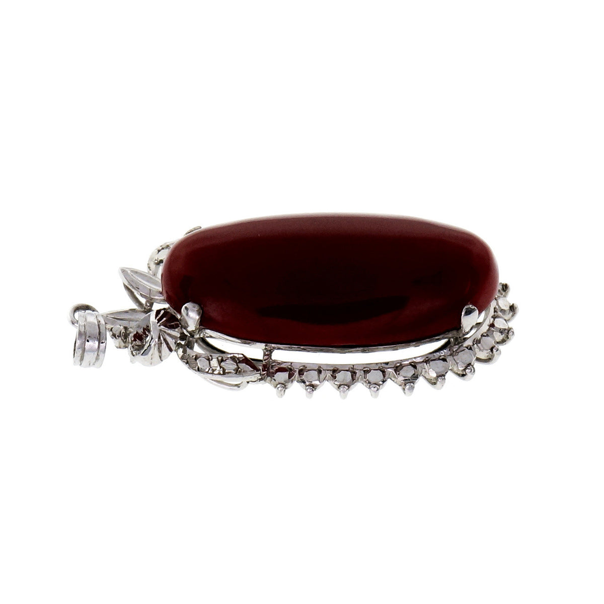 GIA Certified Orange Red Coral White Gold Pendant – image 3