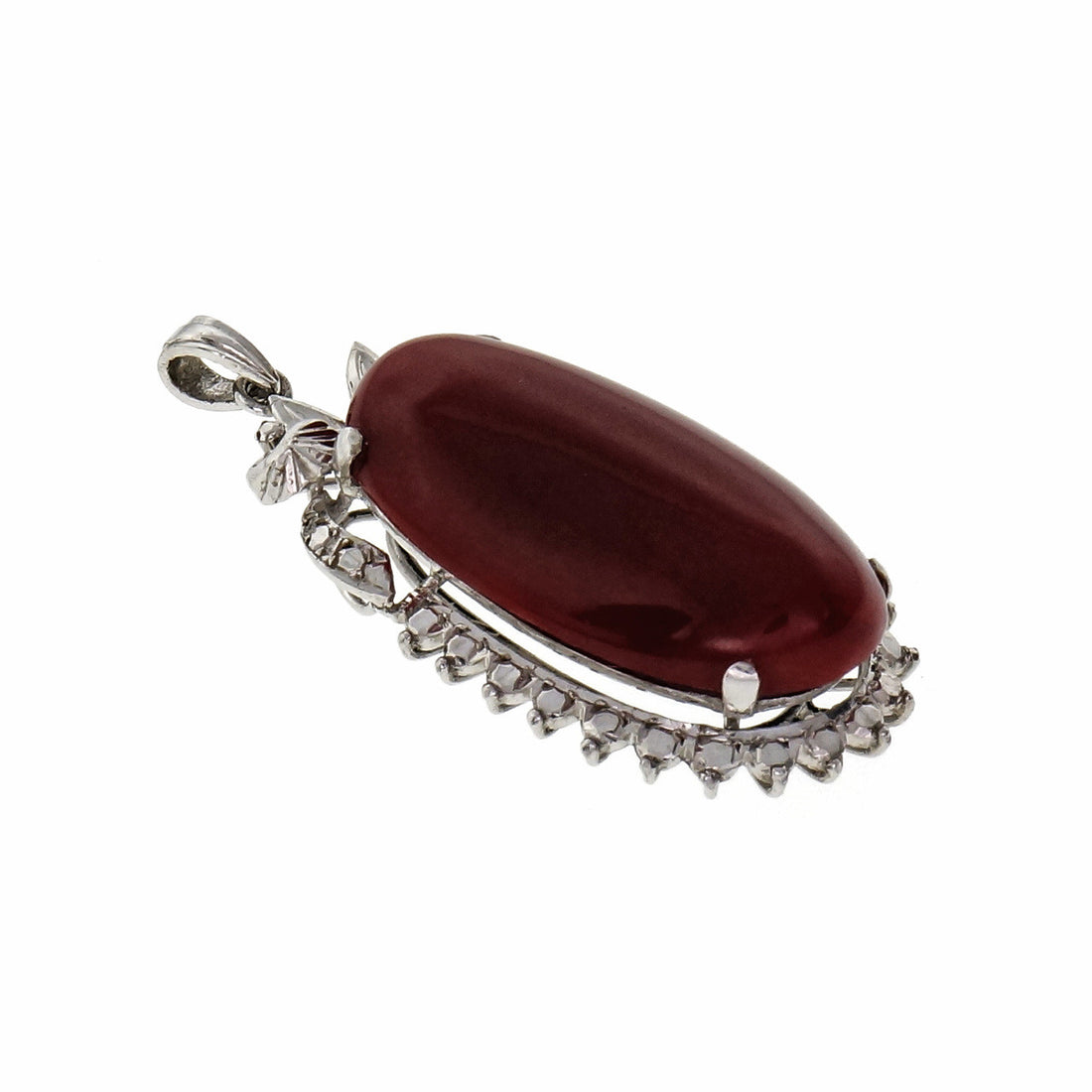 GIA Certified Orange Red Coral White Gold Pendant – image 4
