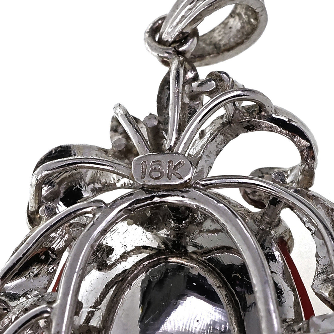 GIA Certified Orange Red Coral White Gold Pendant – image 5