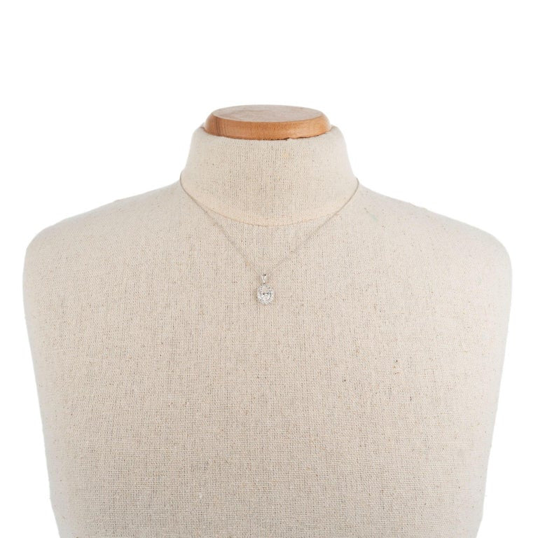 Peter Suchy EGL .77 Carat Oval Diamond Diamond Halo Pendant Necklace – image 6