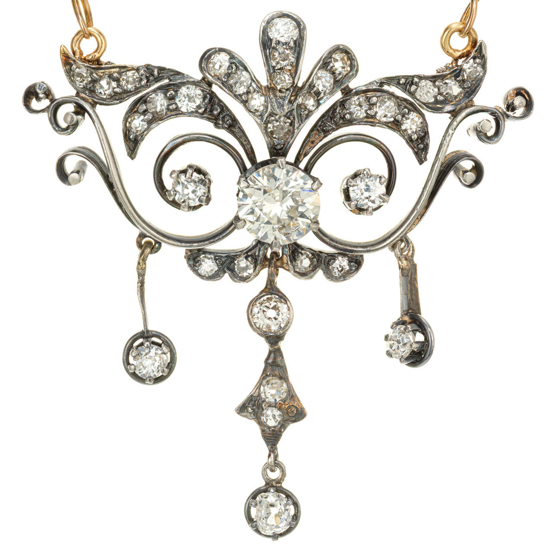 .67 Carat Old European Cut Diamond Silver Gold Victorian Pendant Necklace – image 4