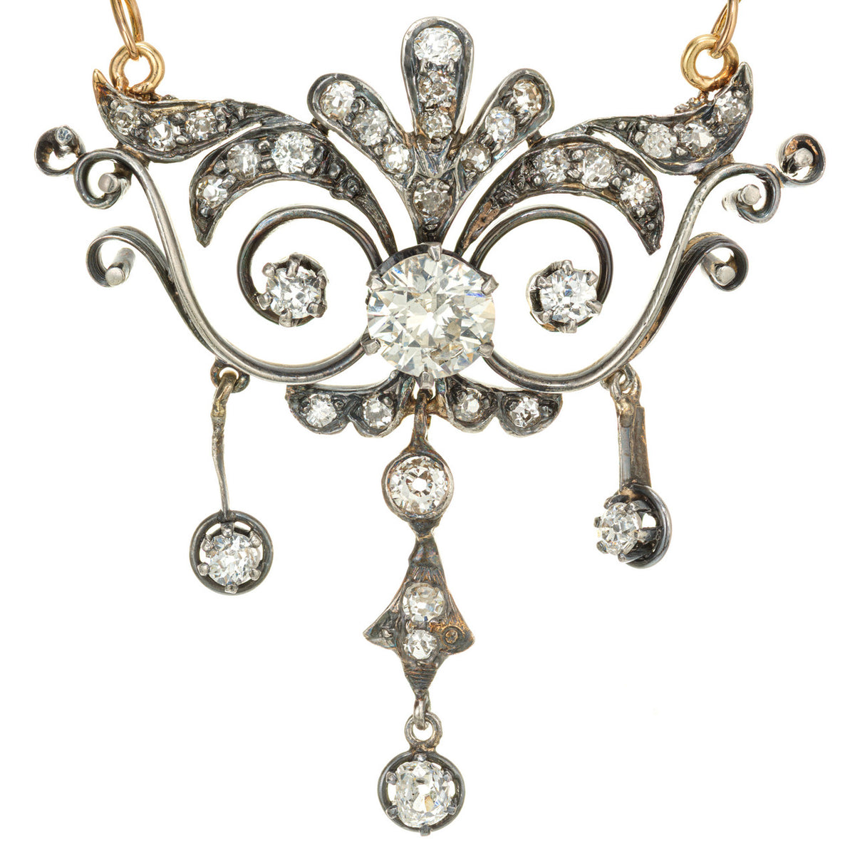 .67 Carat Old European Cut Diamond Silver Gold Victorian Pendant Necklace – image 4