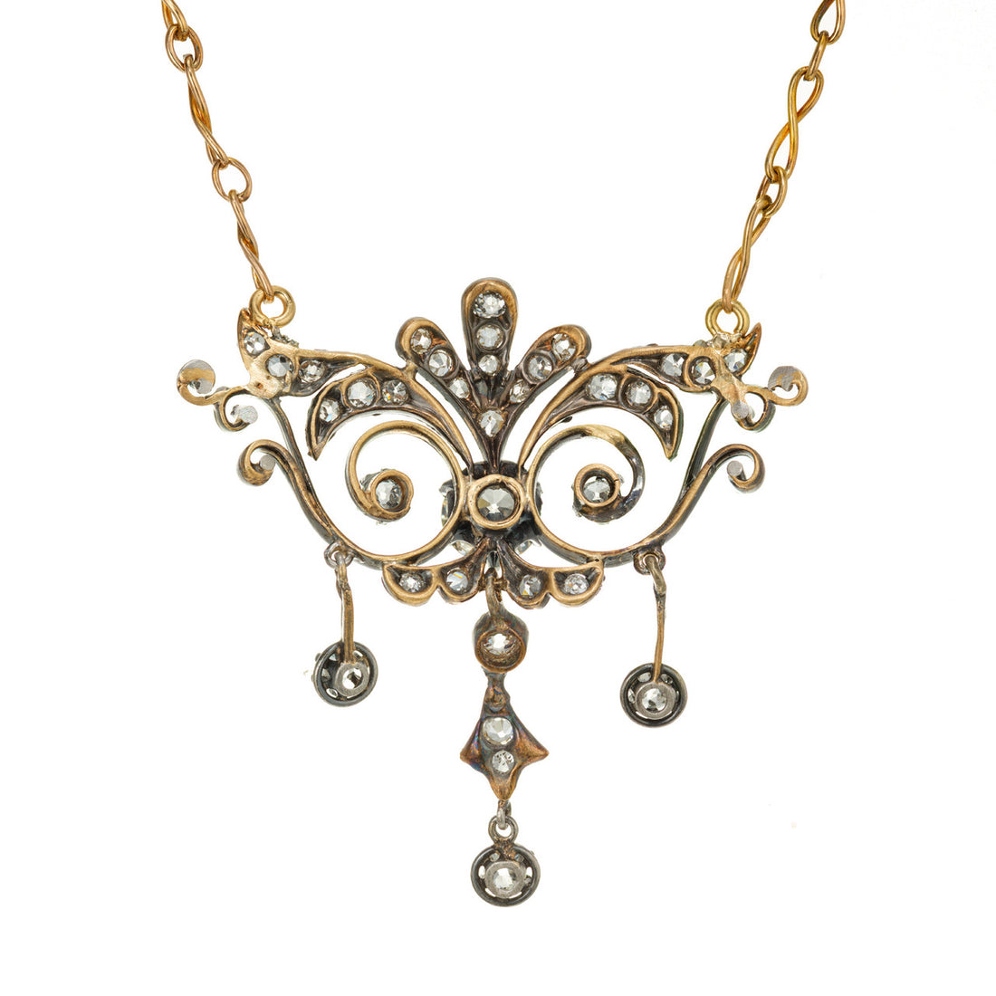 .67 Carat Old European Cut Diamond Silver Gold Victorian Pendant Necklace – image 2