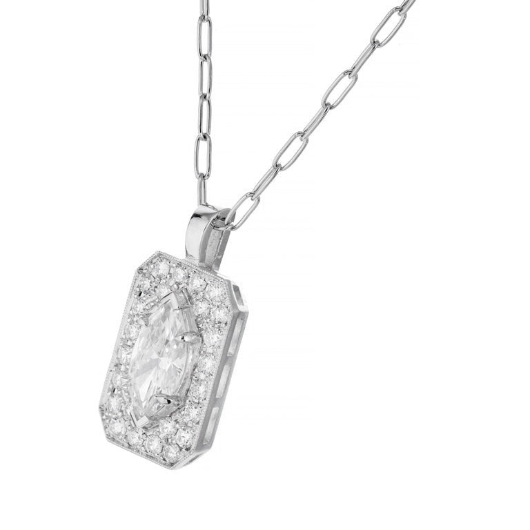 Peter Suchy EGL Certified .82 Marquise Pave Diamond Platinum Pendant Necklace – image 2