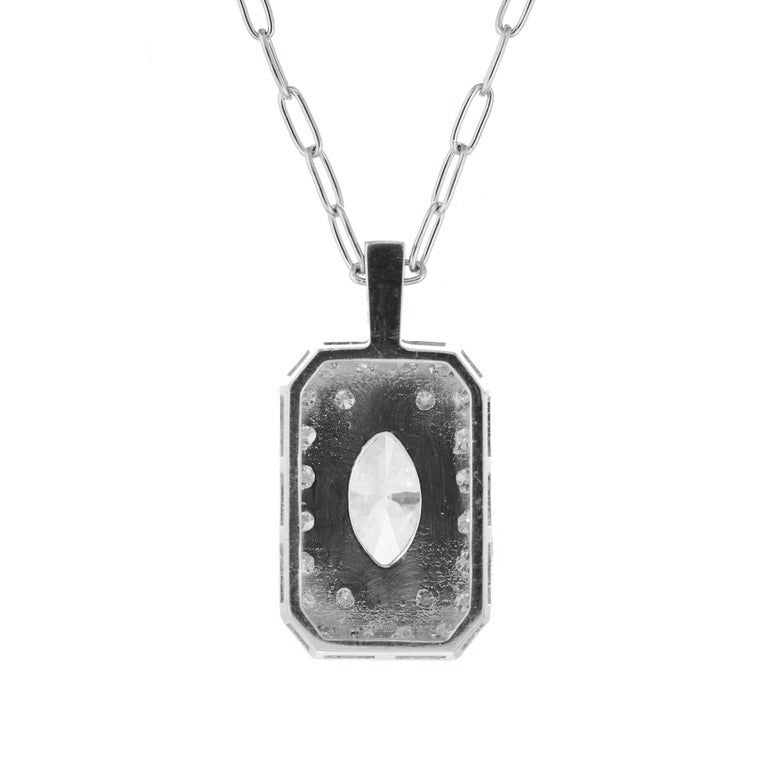 Peter Suchy EGL Certified .82 Marquise Pave Diamond Platinum Pendant Necklace – image 5