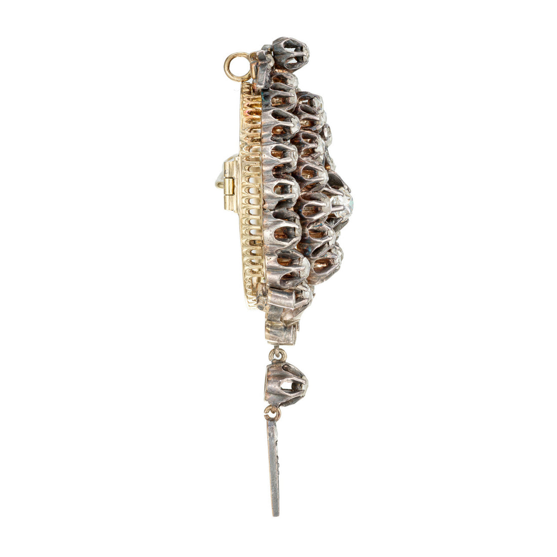 1.84 Carat Rose Cut Diamond Silver Gold Victorian Brooch Pendant – image 4