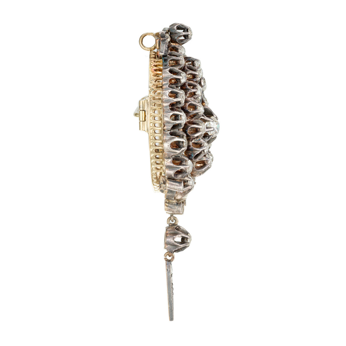 1.84 Carat Rose Cut Diamond Silver Gold Victorian Brooch Pendant – image 4