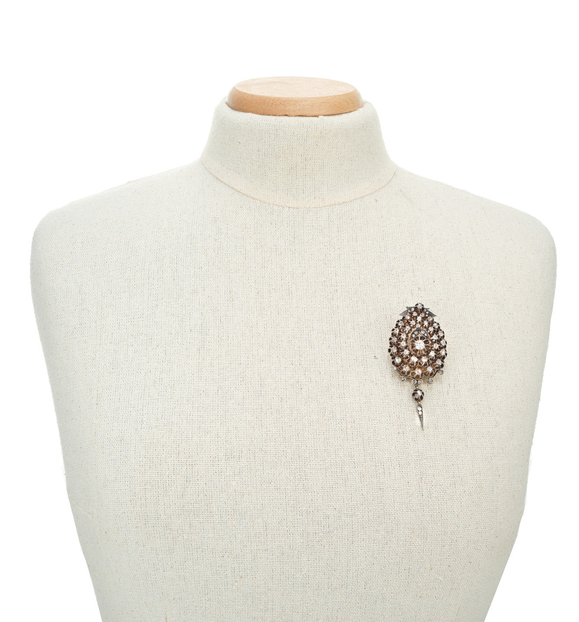 1.84 Carat Rose Cut Diamond Silver Gold Victorian Brooch Pendant – image 5
