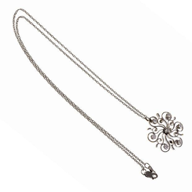Vintage 1940 Swirl Circle Diamond Pendant Platinum