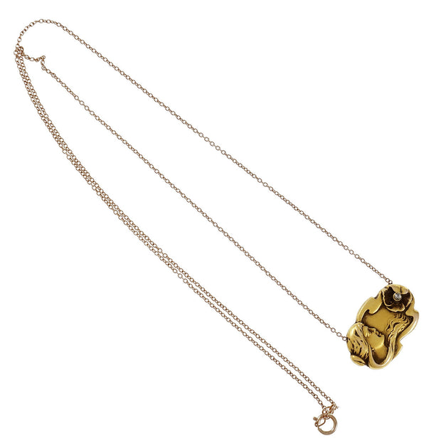 Art Nouveau Diamond Pendant 14k Rose Gold