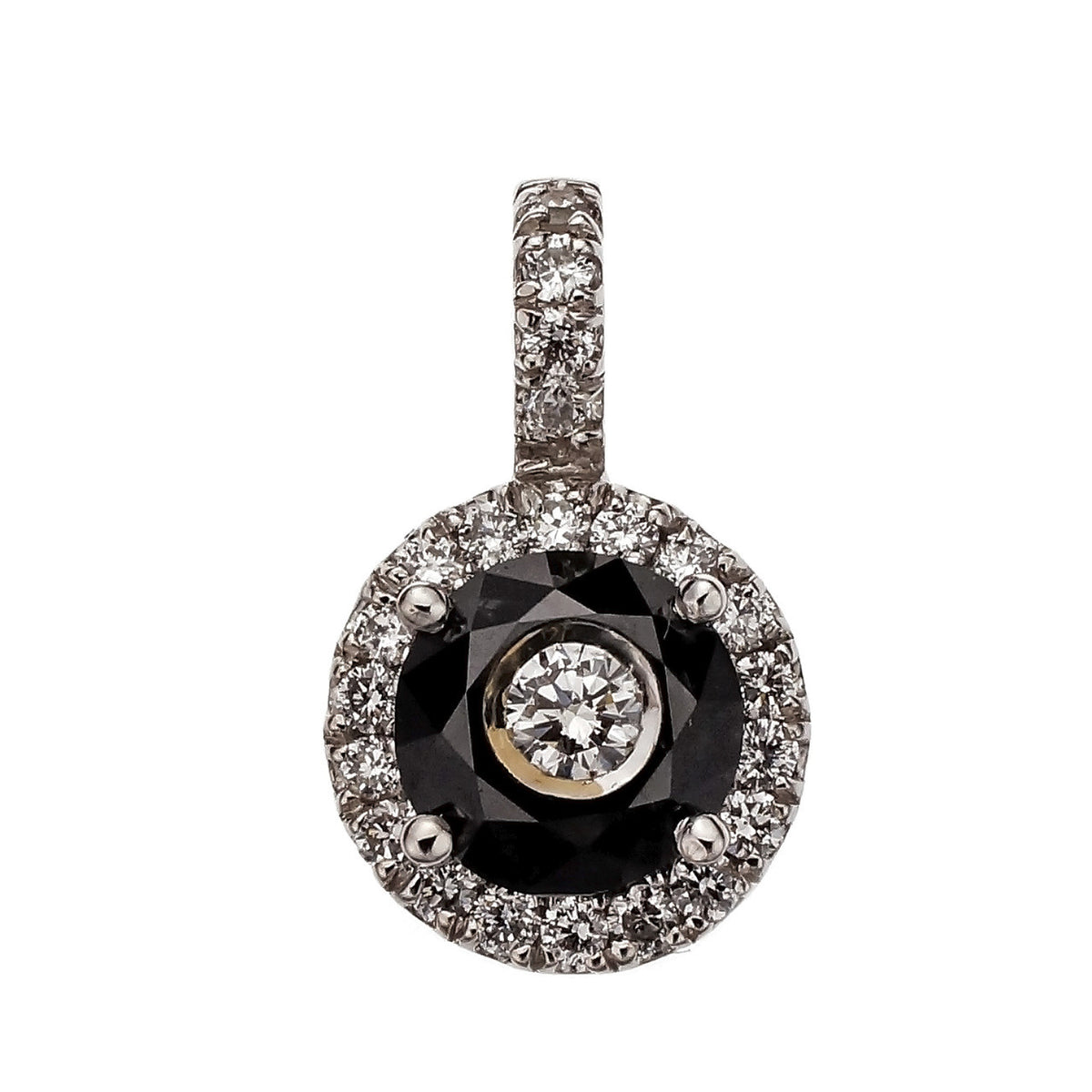 White & Black Diamond 14k White Gold Pendant