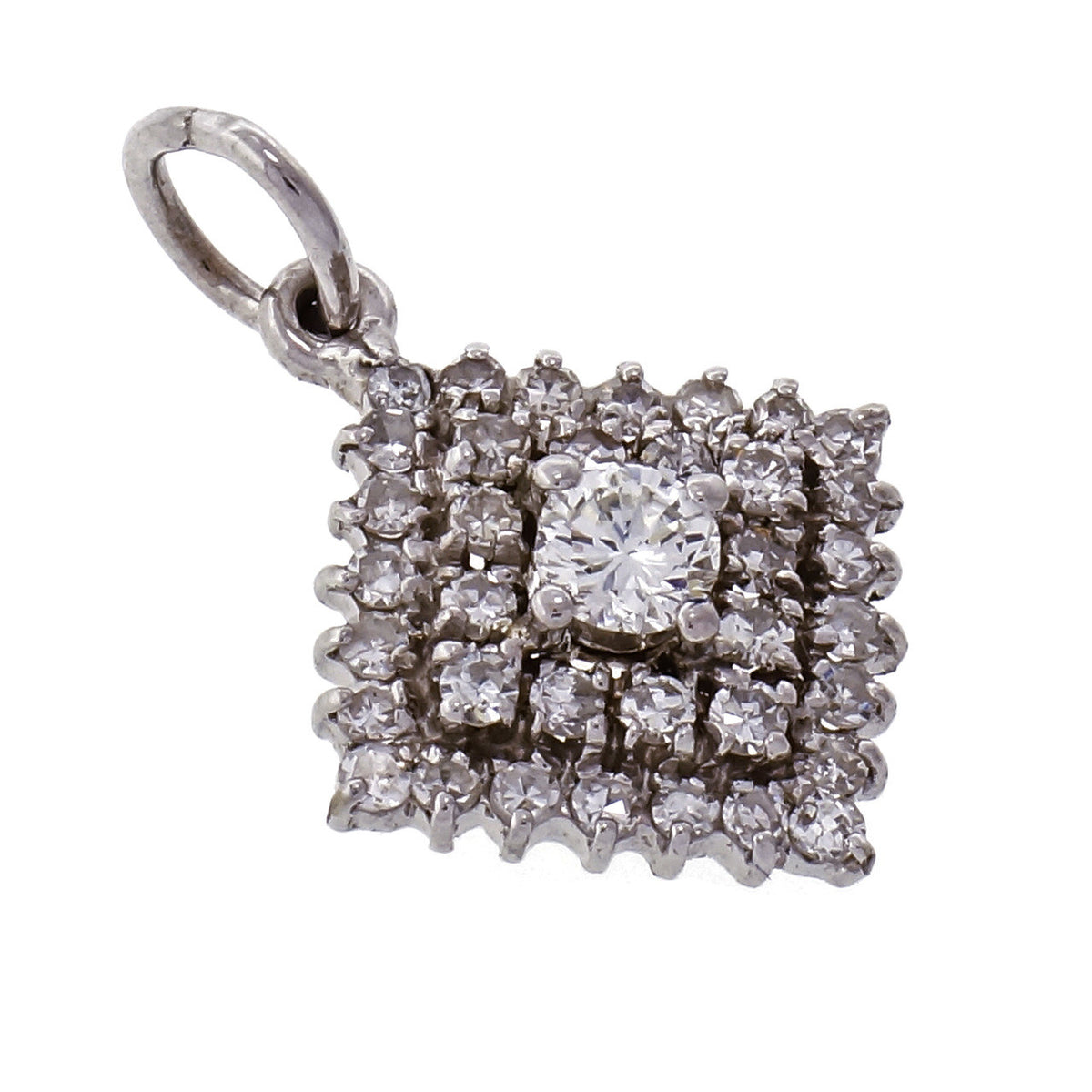 Diamond White Gold Cluster Pendant – image 2
